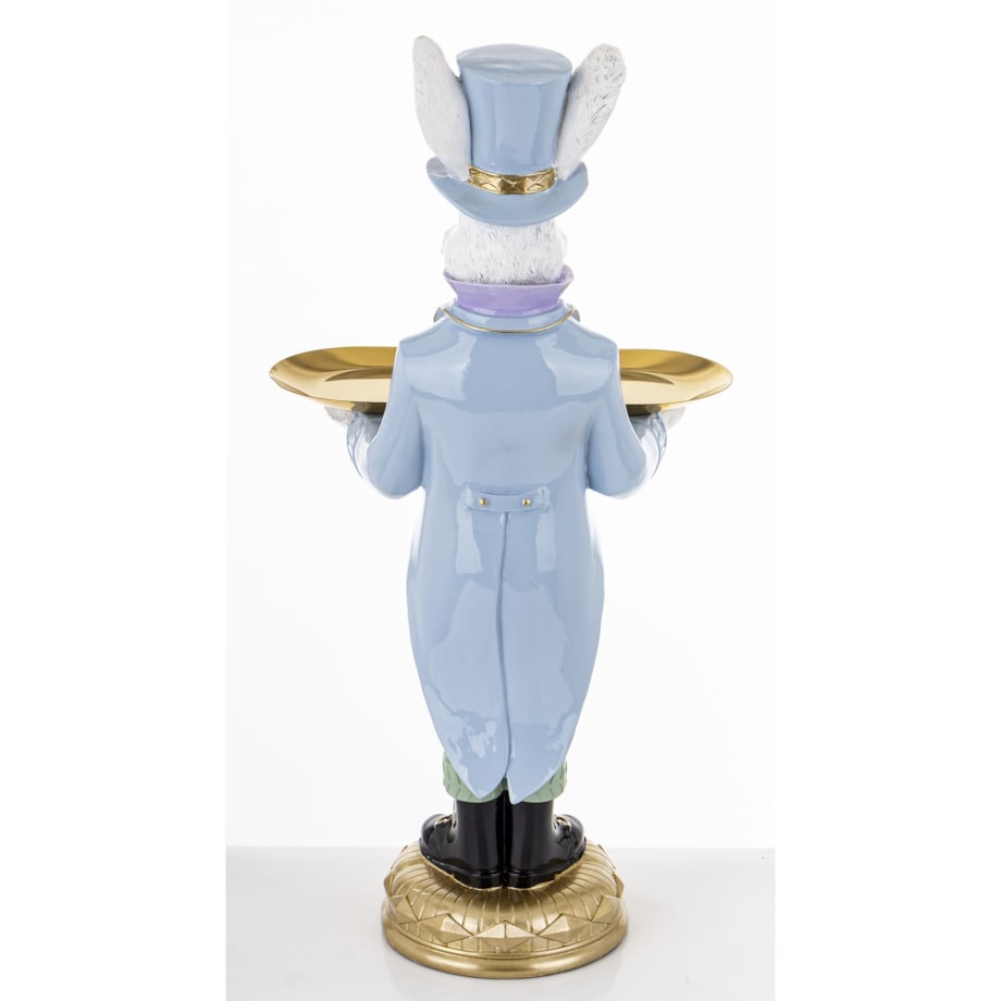 Dekoracja - duży elegancki królik 59,5x30x22 cm TUHTO-4 ze złotą tacą