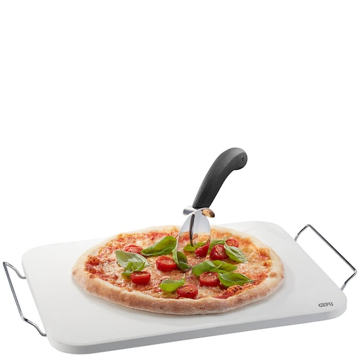 Zestaw: nóż do pizzy + kamień ze stojakiem prostokątny DARIOSO