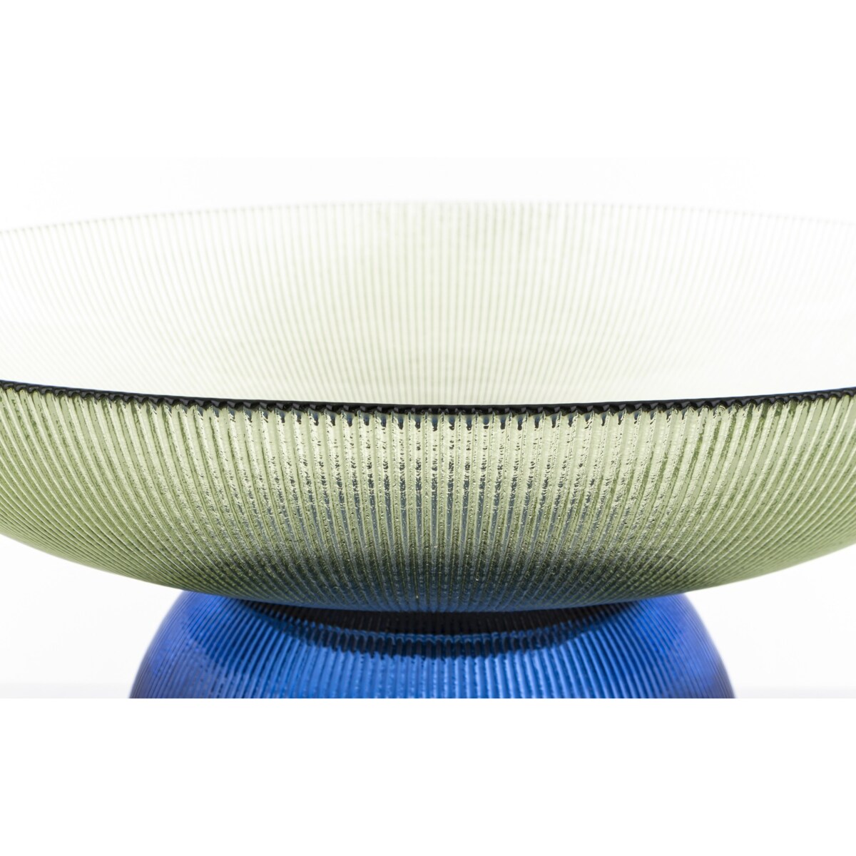 Patera szklana misa 17x35x35 cm LAGOTTO zielona na niebieskiej podstawie