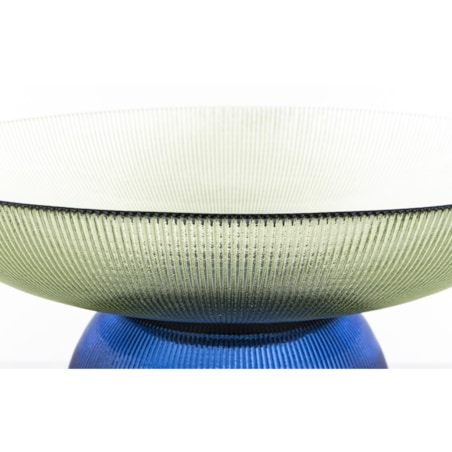 Patera szklana misa 17x35x35 cm LAGOTTO zielona na niebieskiej podstawie