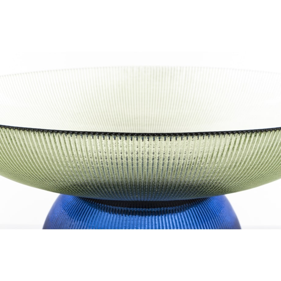 Patera szklana misa 17x35x35 cm LAGOTTO zielona na niebieskiej podstawie