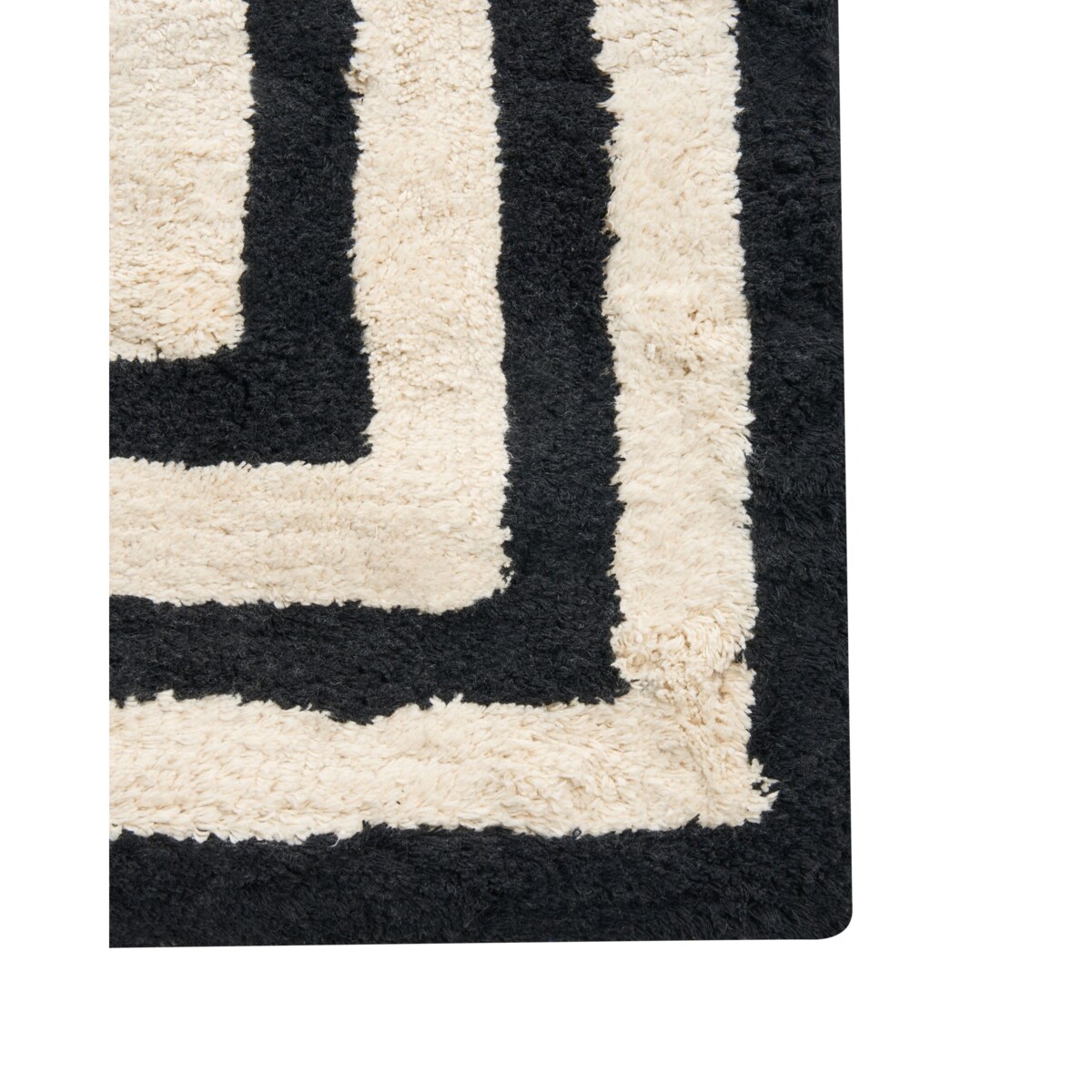 Dywanik łazienkowy RISALU Czarny/ beżowy 60 x 90 cm Bawełna