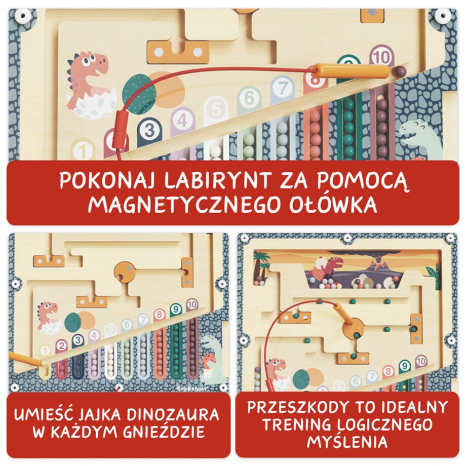 Jaja dinozaura zabawka magnetyczna dla dzieci z rysikiem 36 mies.+ Top Bright
