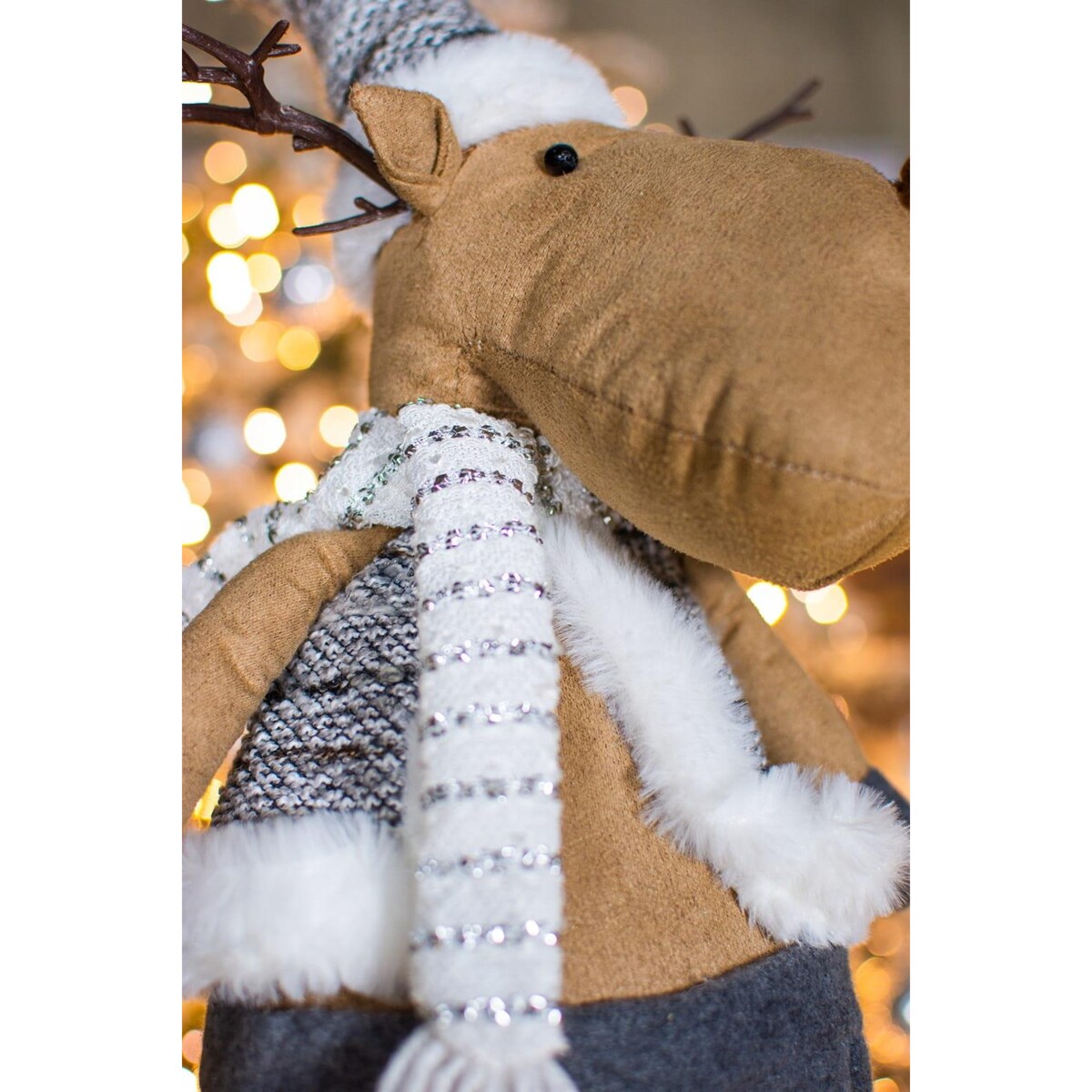 PLUSZOWY RENIFER 70 cm SZARY figurka świąteczna