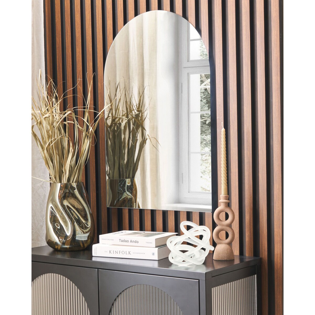 Lustro ścienne arkadowe 50 x 75 cm srebrne ANNECY