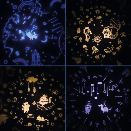 Seledynowa lampka nocna dla dzieci projektor: Grzybek