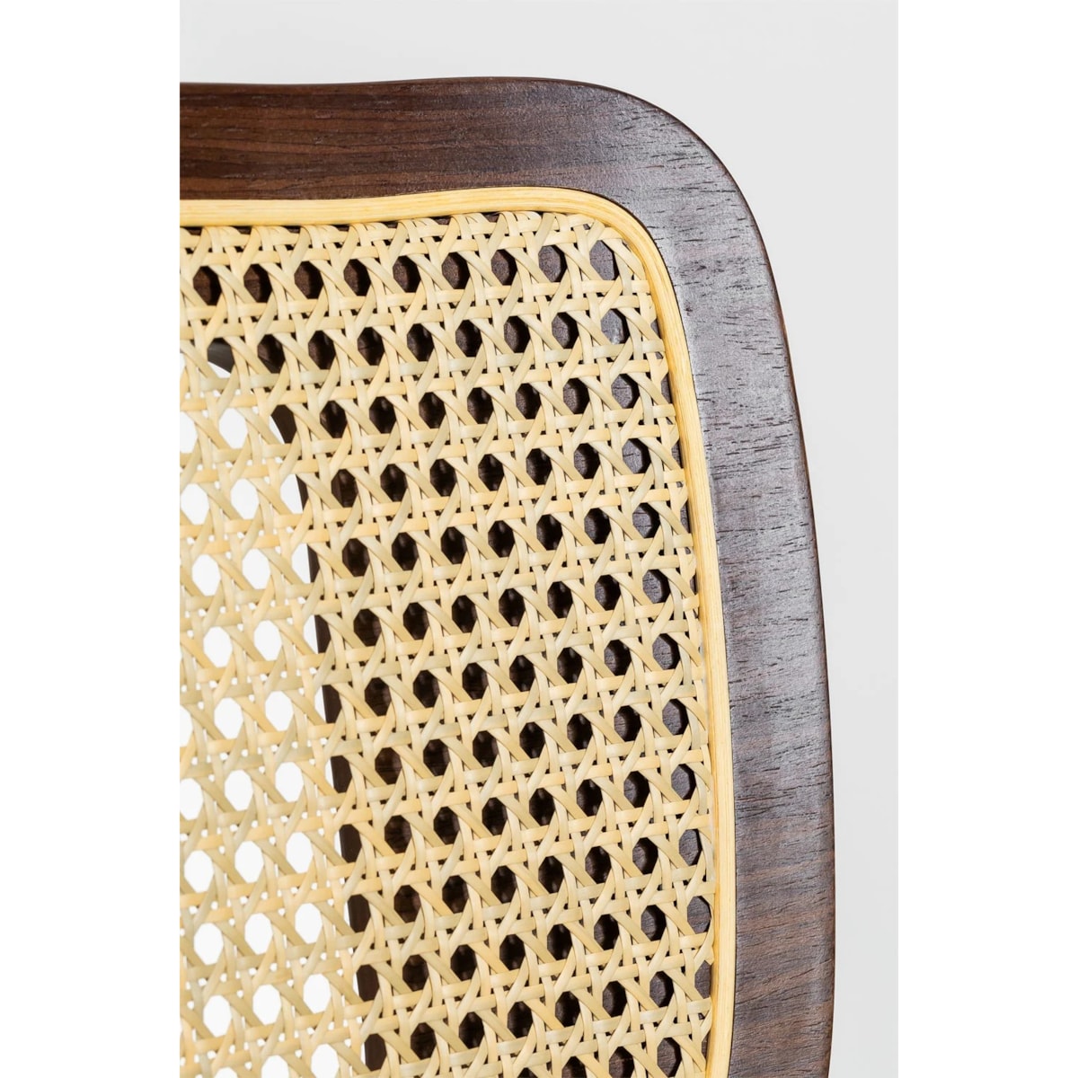 Krzesło barowe z drewna, rattanu i ekoskóry Raysa brązowe