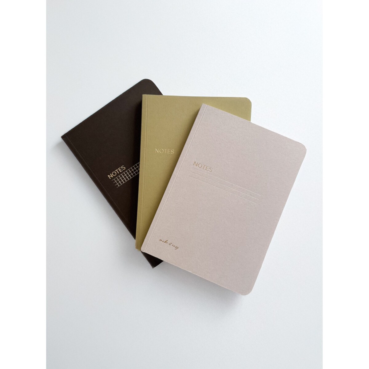 Zestaw trzech ekologicznych notesów – kratka, linie, kropki!