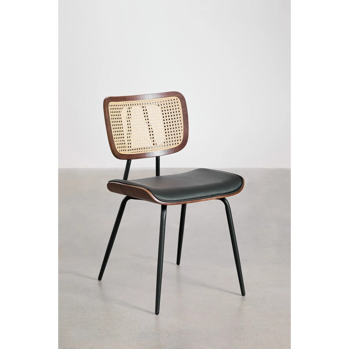 Krzesło drewniane z plecionką wiedeńską i ekoskórą czarną Raysa