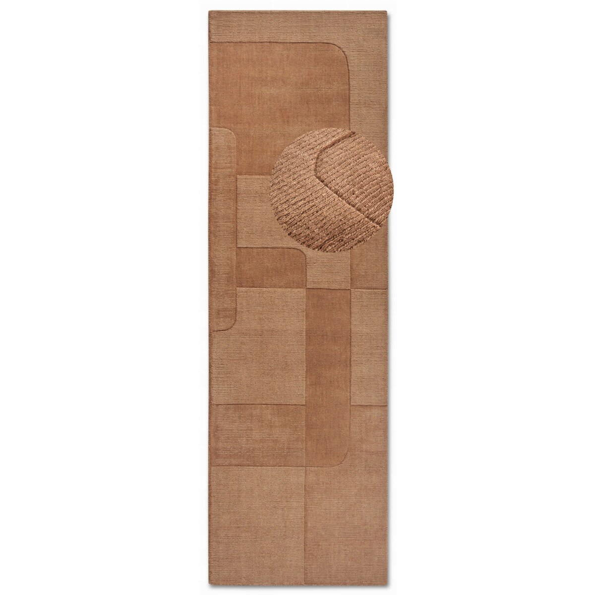 Chodnik wełniany do korytarza 80x250cm, brązowy nowoczesny wzór 3D