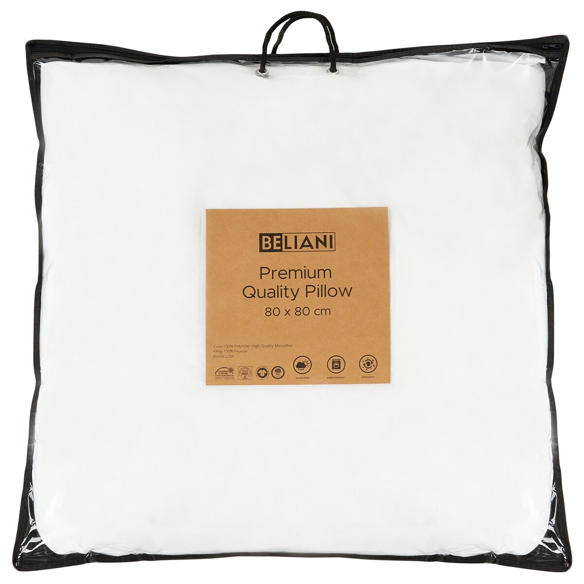 Poduszka ERRIGAL Niska Mikrofibra 80 x 80 cm Biały