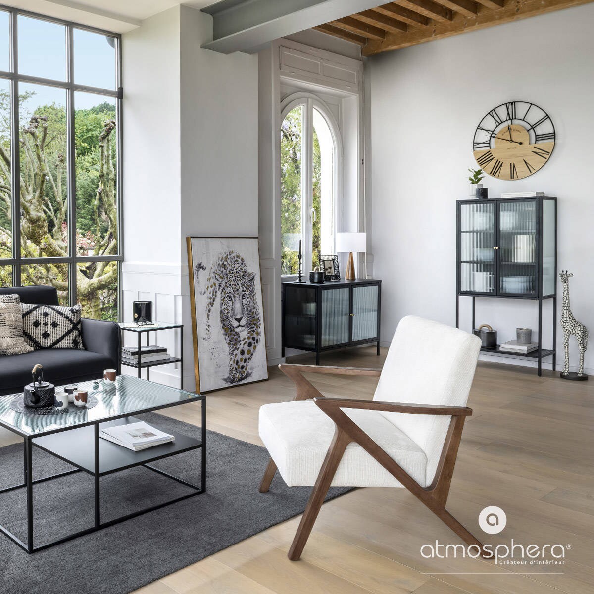 Witryna szklana do salonu ALDIR, 70 x 35 x 150 cm