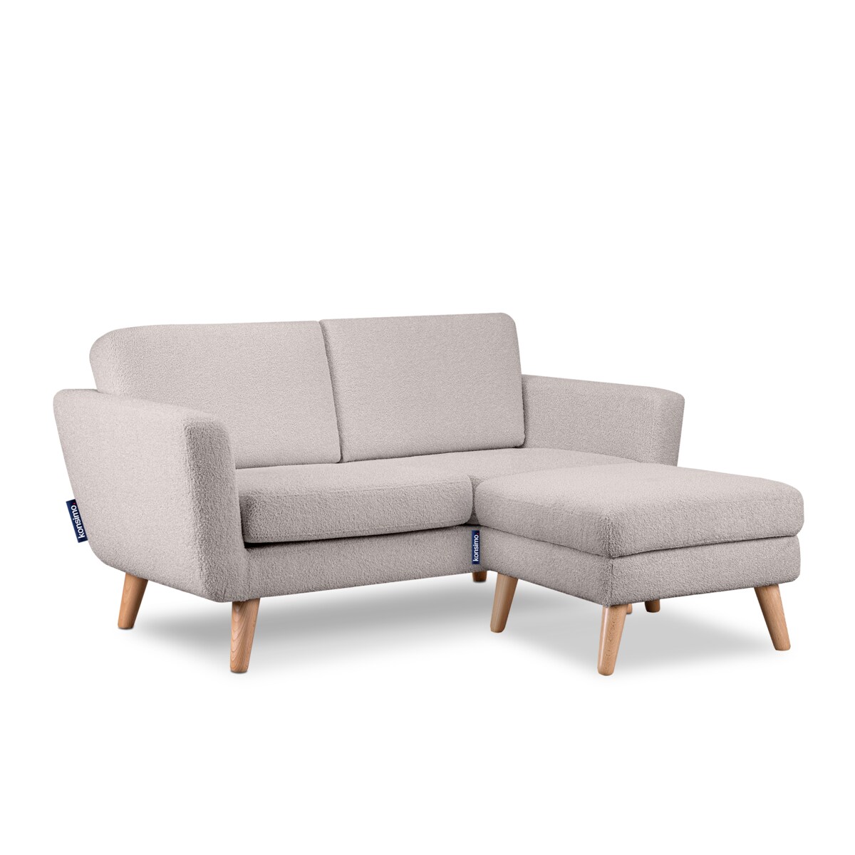 KONSIMO TAGIO Skandynawska 2-osobowa sofa z jasnoszarej tkaniny z owczej wełny