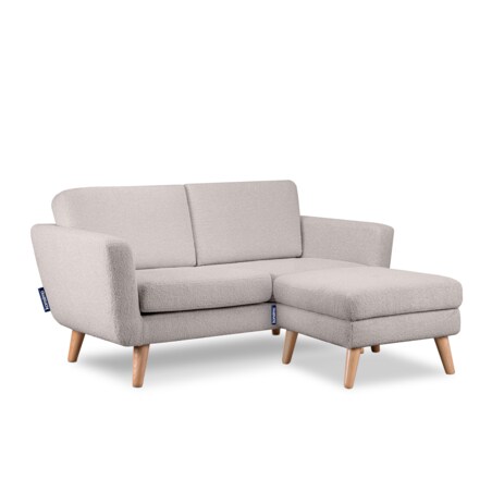KONSIMO TAGIO Skandynawska 2-osobowa sofa z jasnoszarej tkaniny z owczej wełny