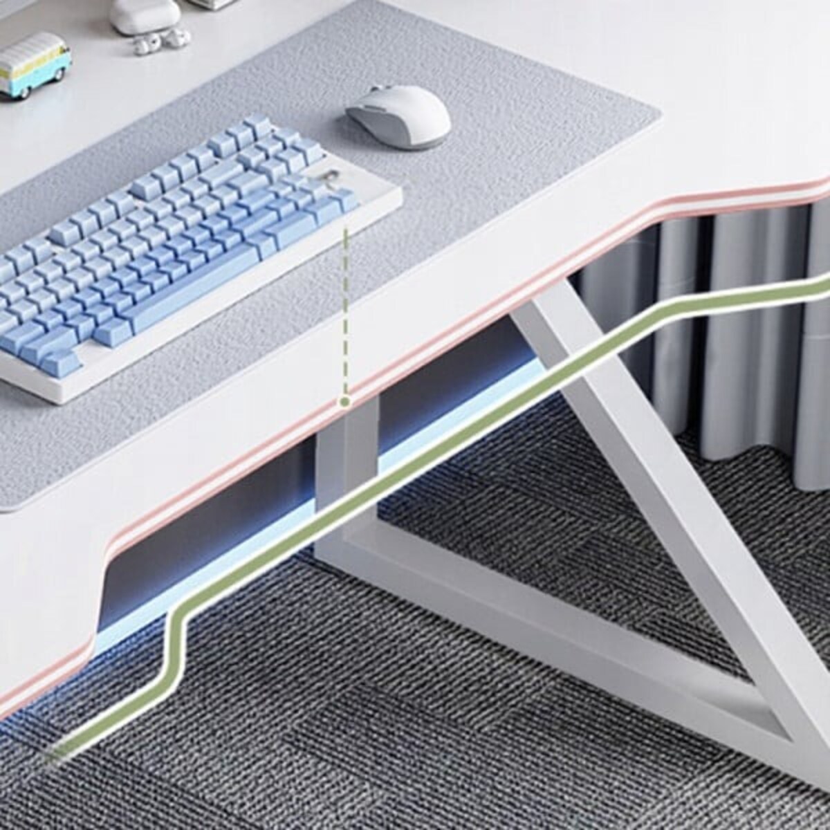 Biurko gamingowe stół dla gracza komputerowe białe nowoczesne loft 120 cm