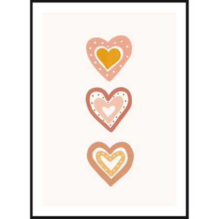Poster Story, Plakat, Obraz - Ozdobne Serca, wymiary 50 x 70 cm