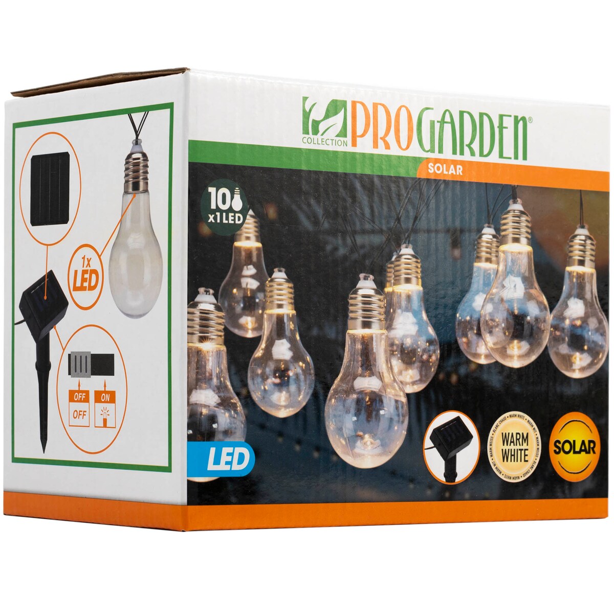 Girlanda ogrodowa PARTY, solarna, 10 lampek w kształcie żarówki