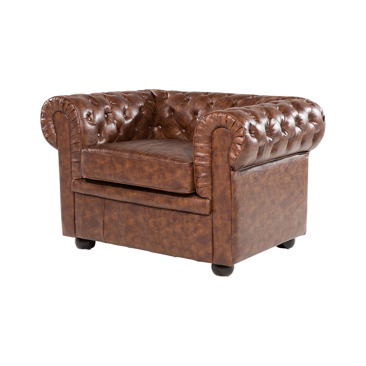 Fotel ekoskóra złoty brąz CHESTERFIELD