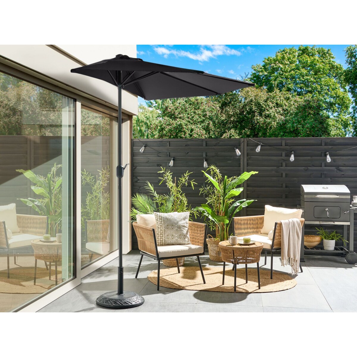 Parasol ogrodowy półokrągły 270 cm czarny GALATI