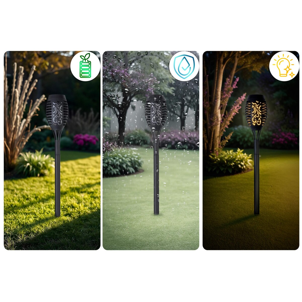 Lampki solarne do ogrodu pochodnie wbijane Ilumen 2szt.