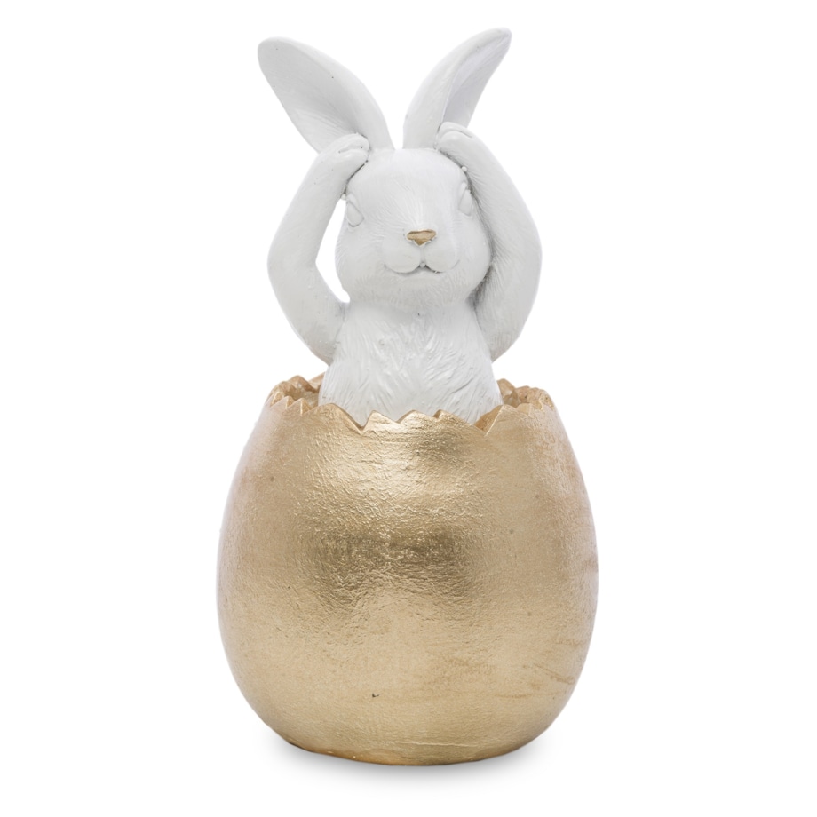 Dekoracja - 3 króliki w złotych skorupkach 14x7x7 cm