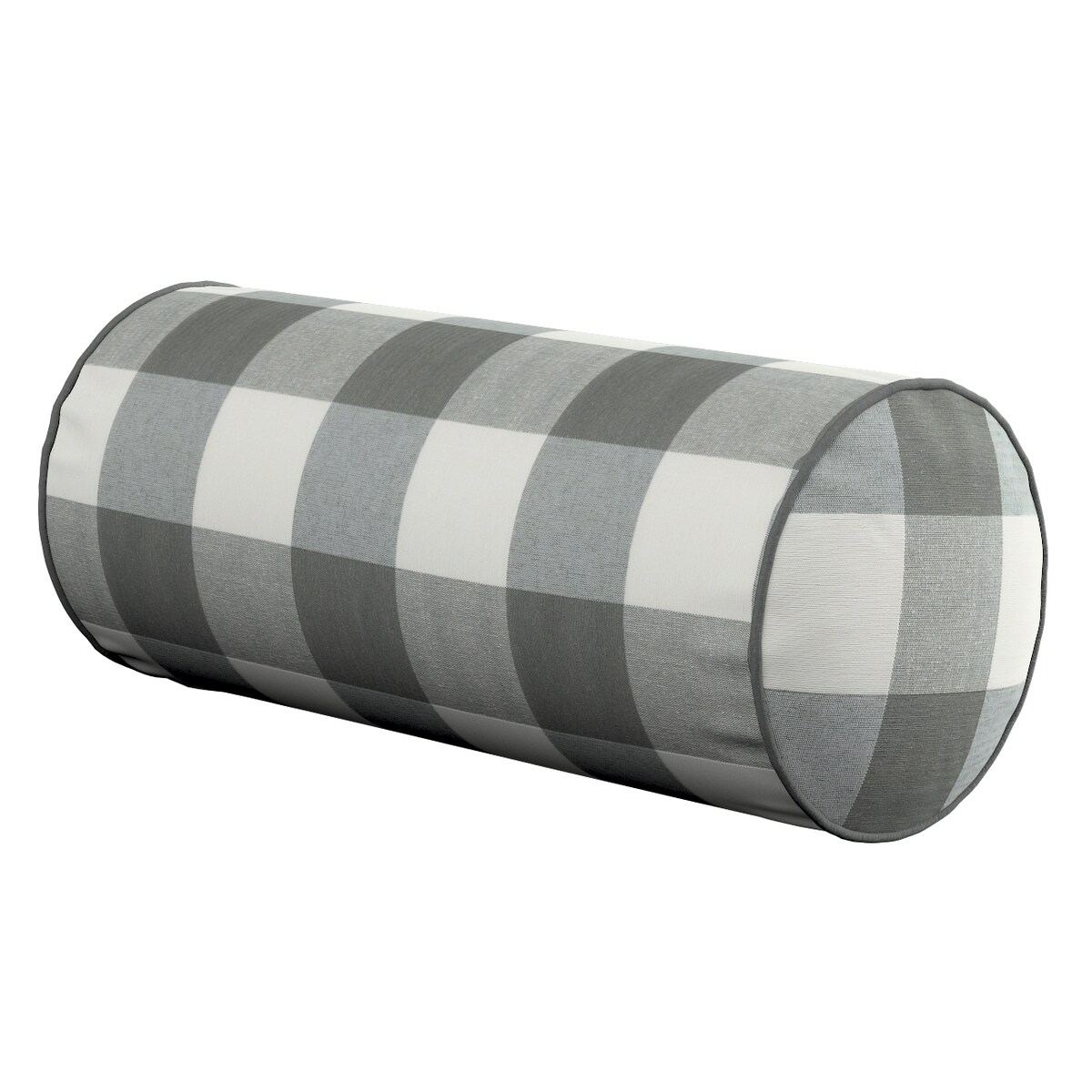 Poduszka wałek prosty, szaro-biała krata (5,5x5,5cm), Ø16 x 40 cm, Quadro