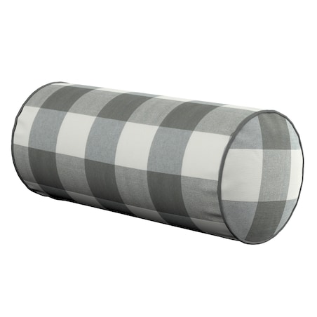 Poduszka wałek prosty, szaro-biała krata (5,5x5,5cm), Ø16 x 40 cm, Quadro