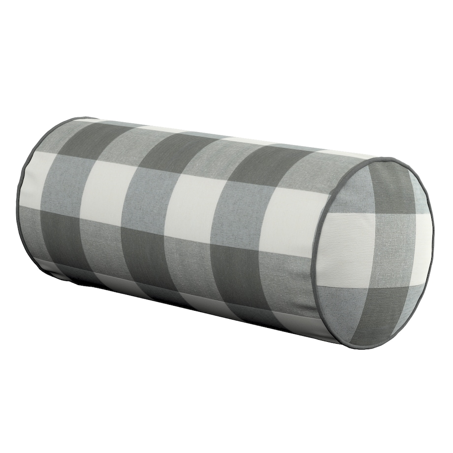 Poduszka wałek prosty, szaro-biała krata (5,5x5,5cm), Ø16 x 40 cm, Quadro