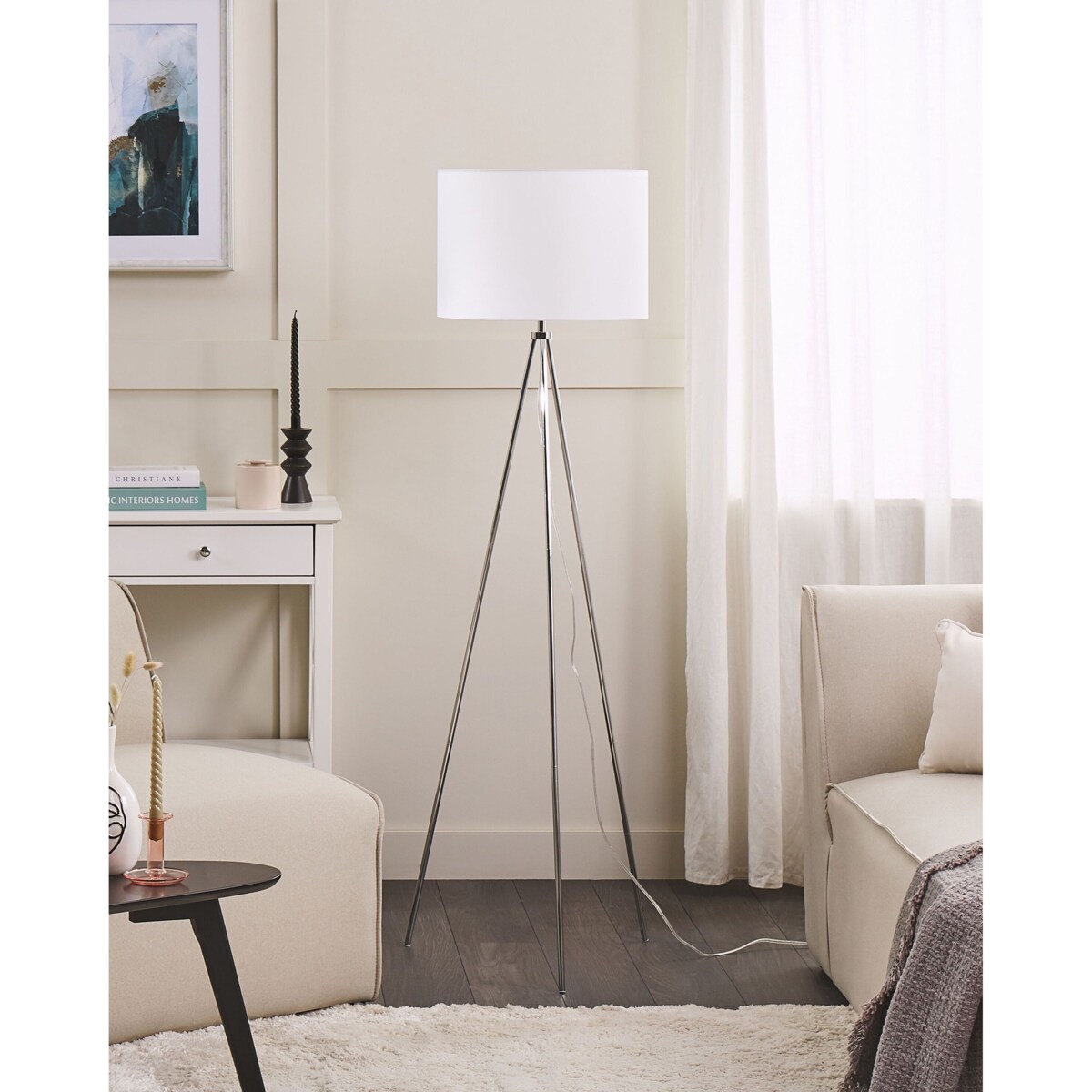 Lampa podłogowa metalowa srebrna VISTULA