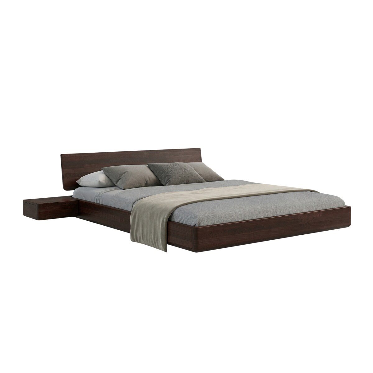 Łóżko lewitujące drewniane bukowe Visby LENA z szafkami / 160x200 cm, kolor palisander