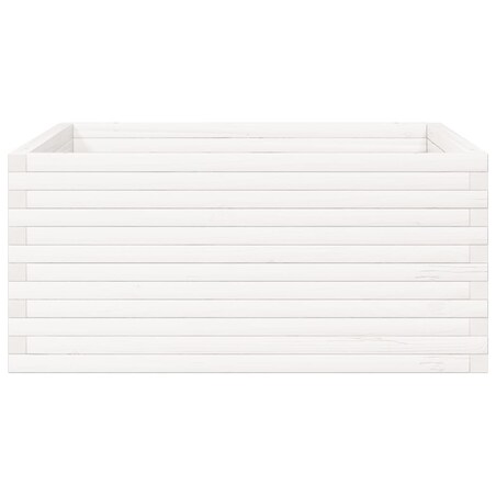 vidaXL Donica ogrodowa, biała, 100x100x46 cm, lite drewno sosnowe