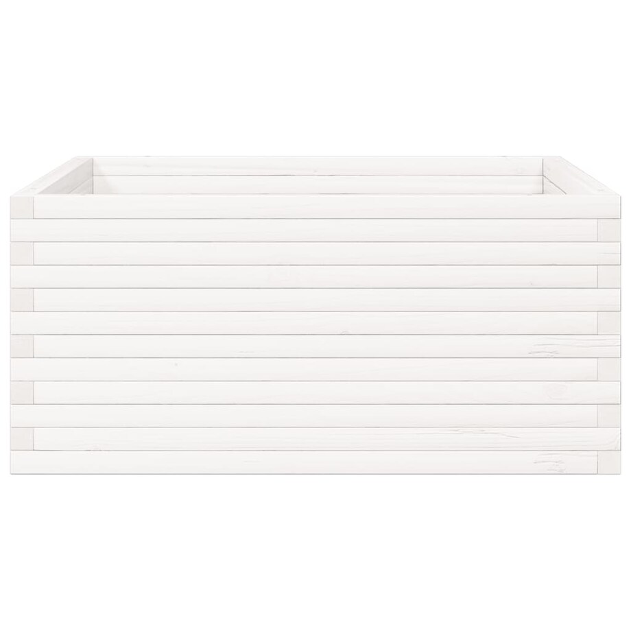 vidaXL Donica ogrodowa, biała, 100x100x46 cm, lite drewno sosnowe