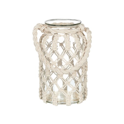 Lampion szklany makrama 28 cm biały JALEBI