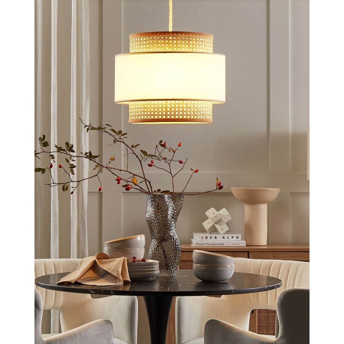 Lampa wisząca naturalna z beżowym YUMURI