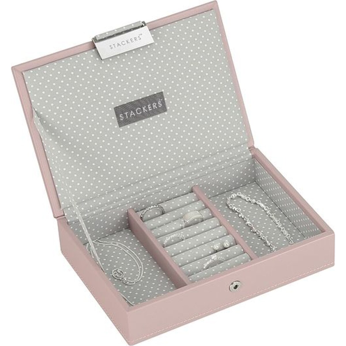 Szkatułka na biżuterię Stackers mini różowo-szara z pokrywką