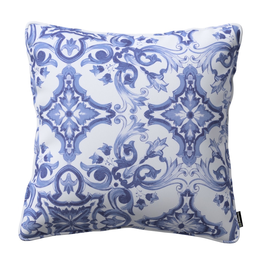 Poszewka Gabi na poduszkę 45x45 niebieskie wzory na białym tle