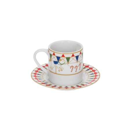 Zestaw 2 filiżanek do kawy z podstawką Xmas Carousel - Biały, Pojemność - 100 ml