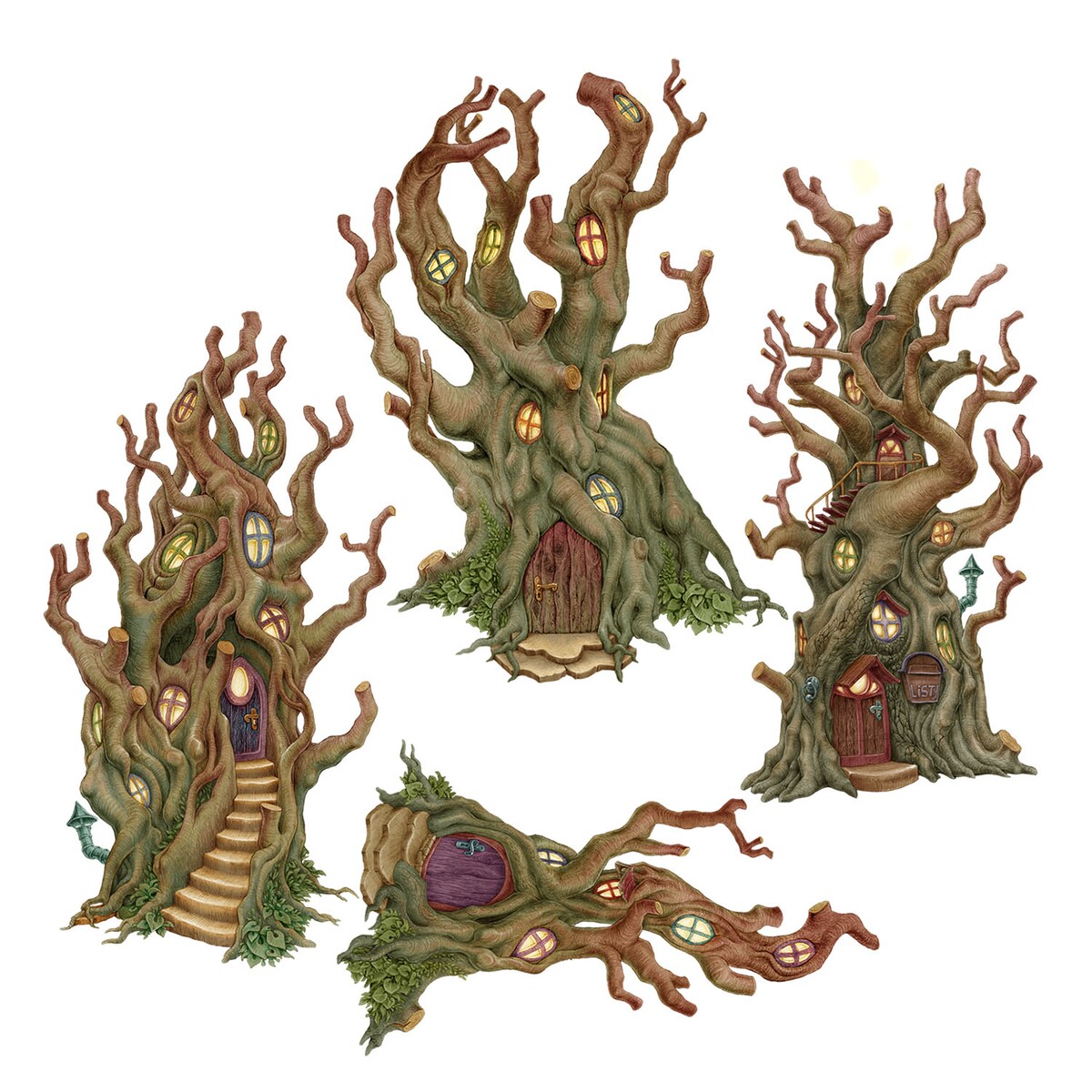 Zestaw naklejek na ścianę, Leśne domki, 60cm