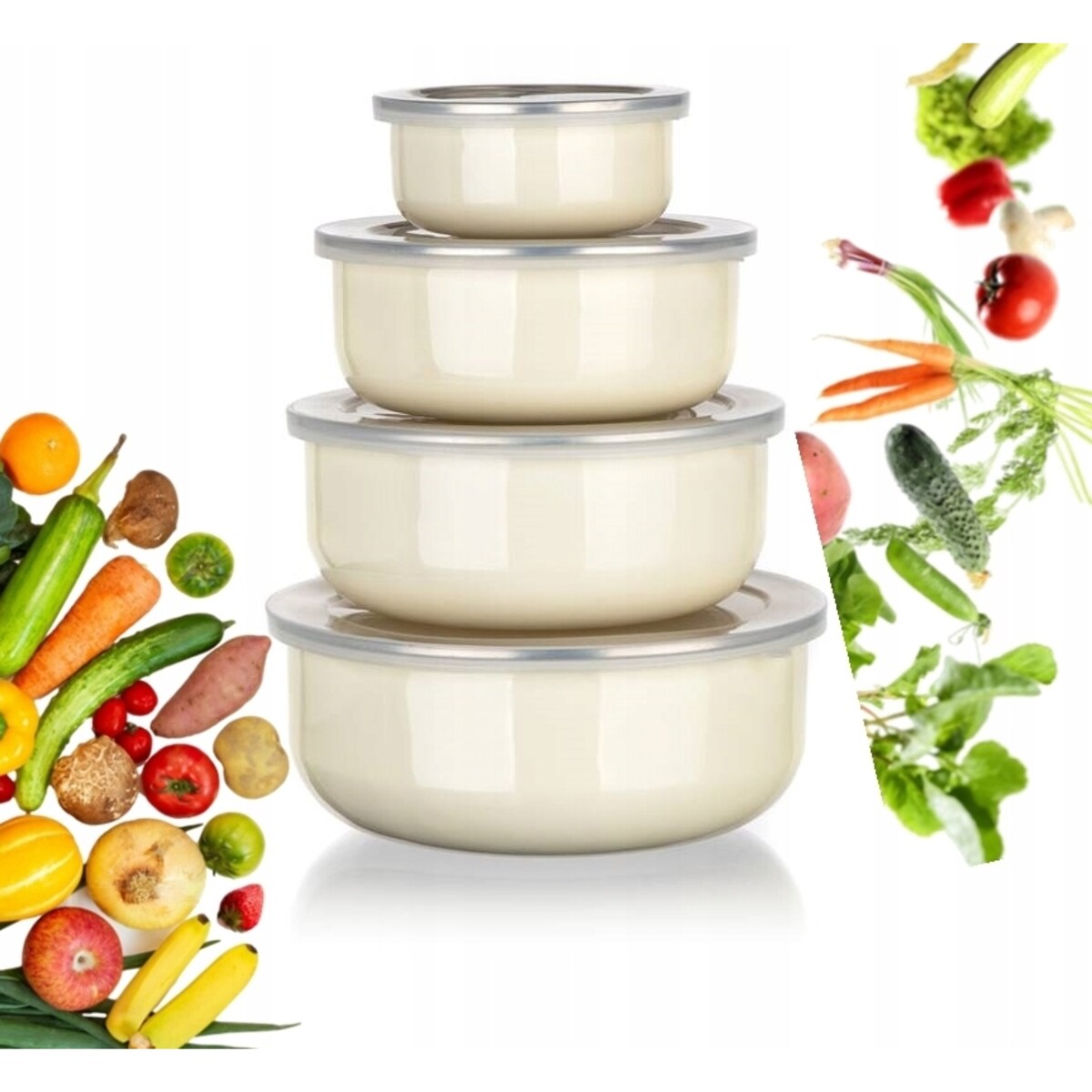 ZESTAW MISEK emaliowane na jedzenie żywność pojemnik pokrywki box lodówki