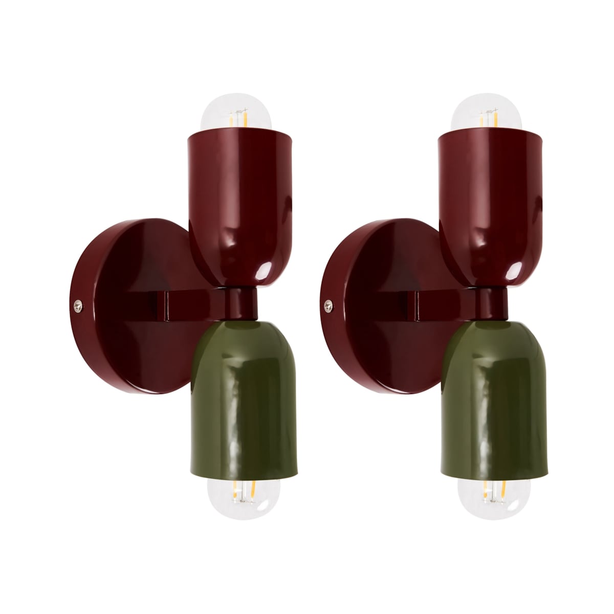 Zestaw 2 lamp ściennych TOPI Metal Czerowny/ zielony