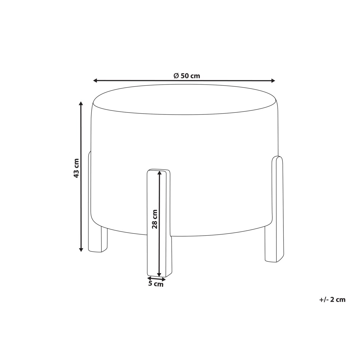Puf TERRY Szenil Złamana biel 53 cm 53 cm 43 cm