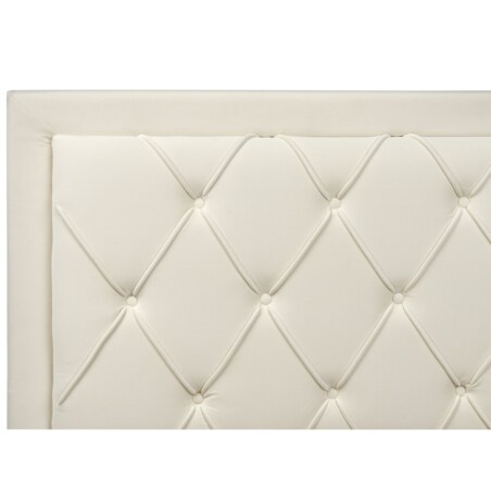 Łóżko z szufladami welurowe 140 x 200 cm kremowe LIEVIN