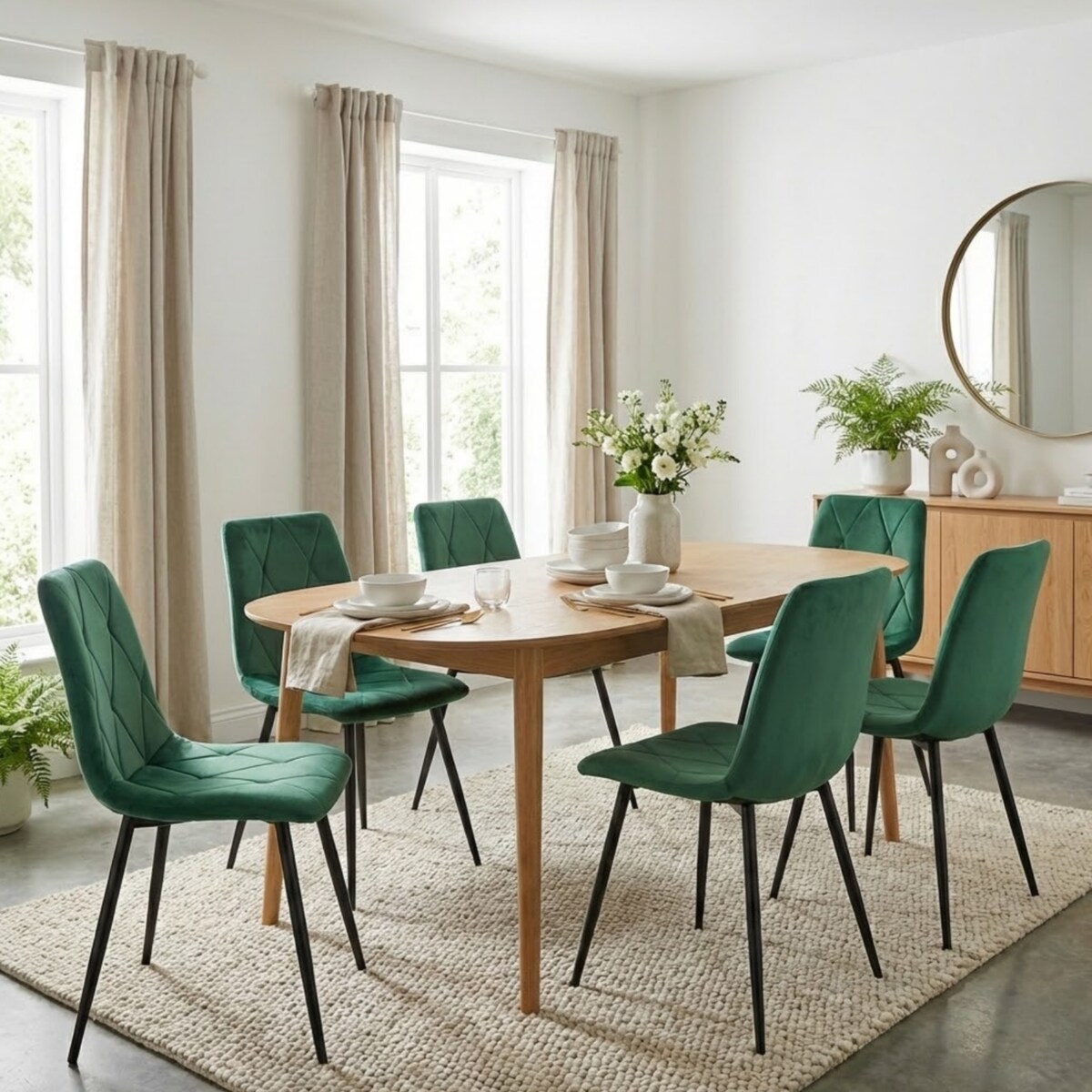 Krzesło tapicerowane welurowe pikowane zielone do salonu jadalni