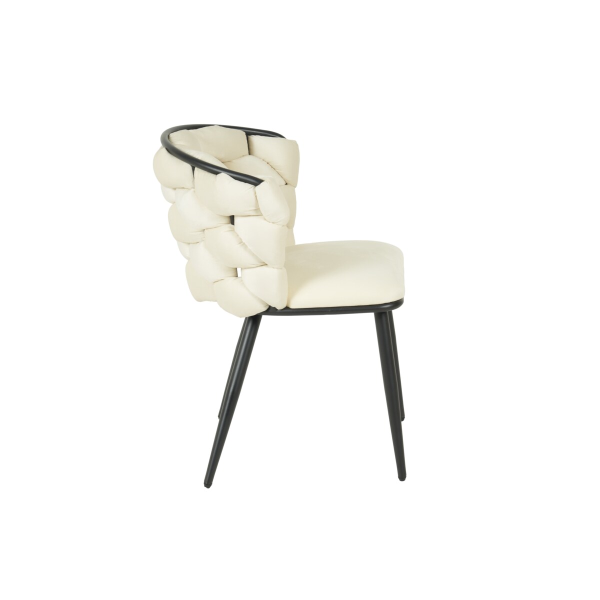 KRZESŁO WELUROWE DO JADALNI SALONU ZOYA BEŻOWE CZARNE NOGI TAPICEROWANE