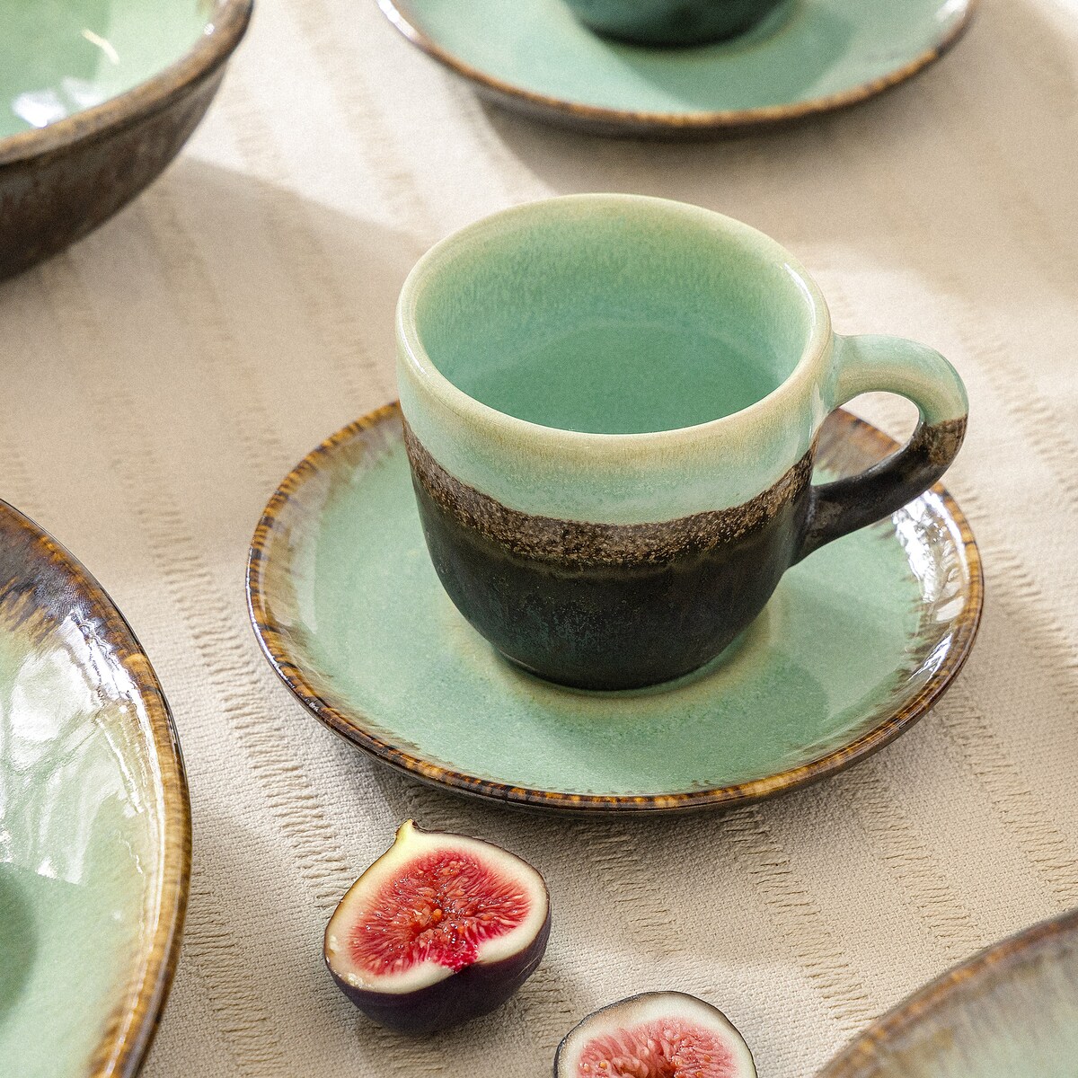 Konsimo PRIMA Filiżanka do kawy ze spodkiem 6 szt., szałwiowy