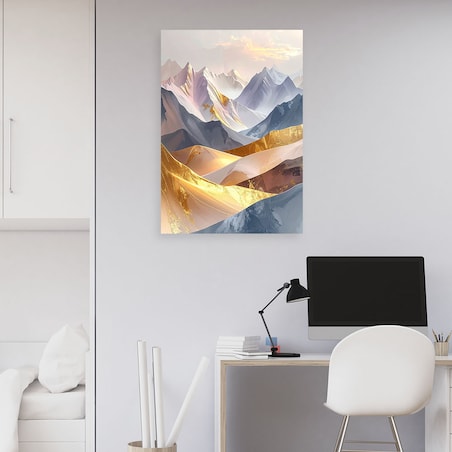 Obraz do salonu sypialni biura kuchni hotelu, Abstrakcja styl boho Góry w odcieniach różu i złota 30x45 cm