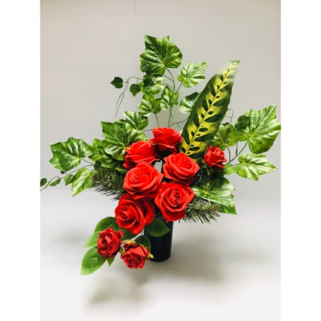 GOTOWY STROIK RÓŻA czerwona wkład do flakonu wiązanka na cmentarz KWIATY