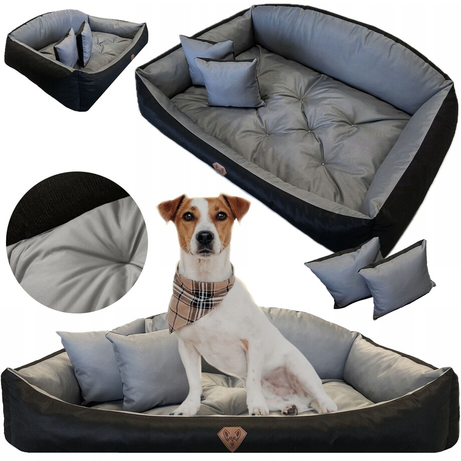 Legowisko Dla Psa Kanapa Posłanie Muszla 100X75 Cm Wodoodporne Poduszki Pikowane Szare