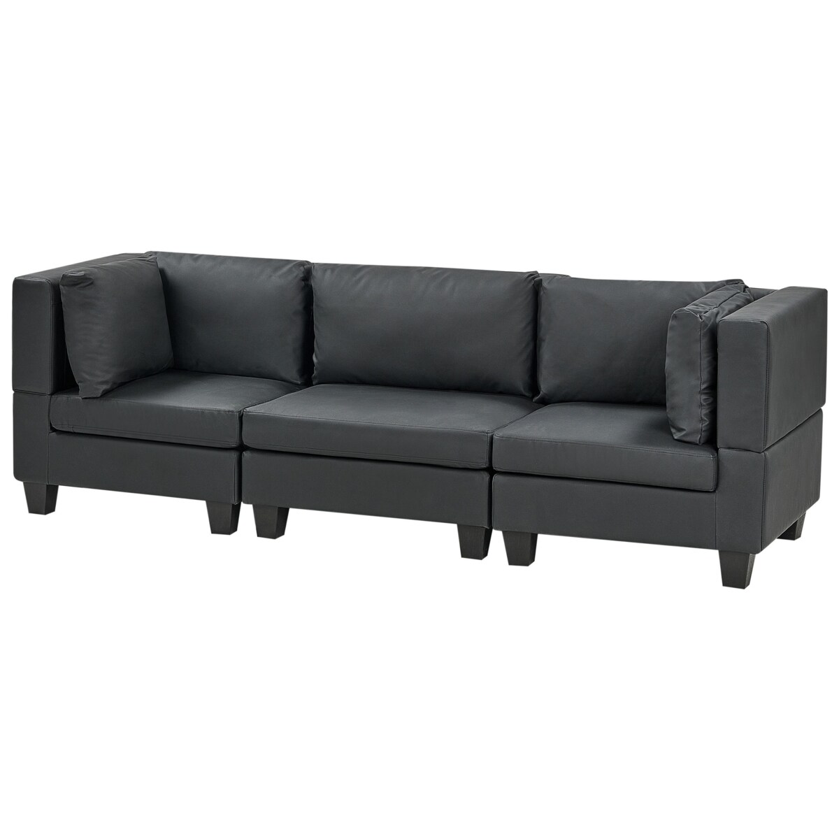 Sofa modułowa 3-osobowa ekoskóra czarna UNSTAD