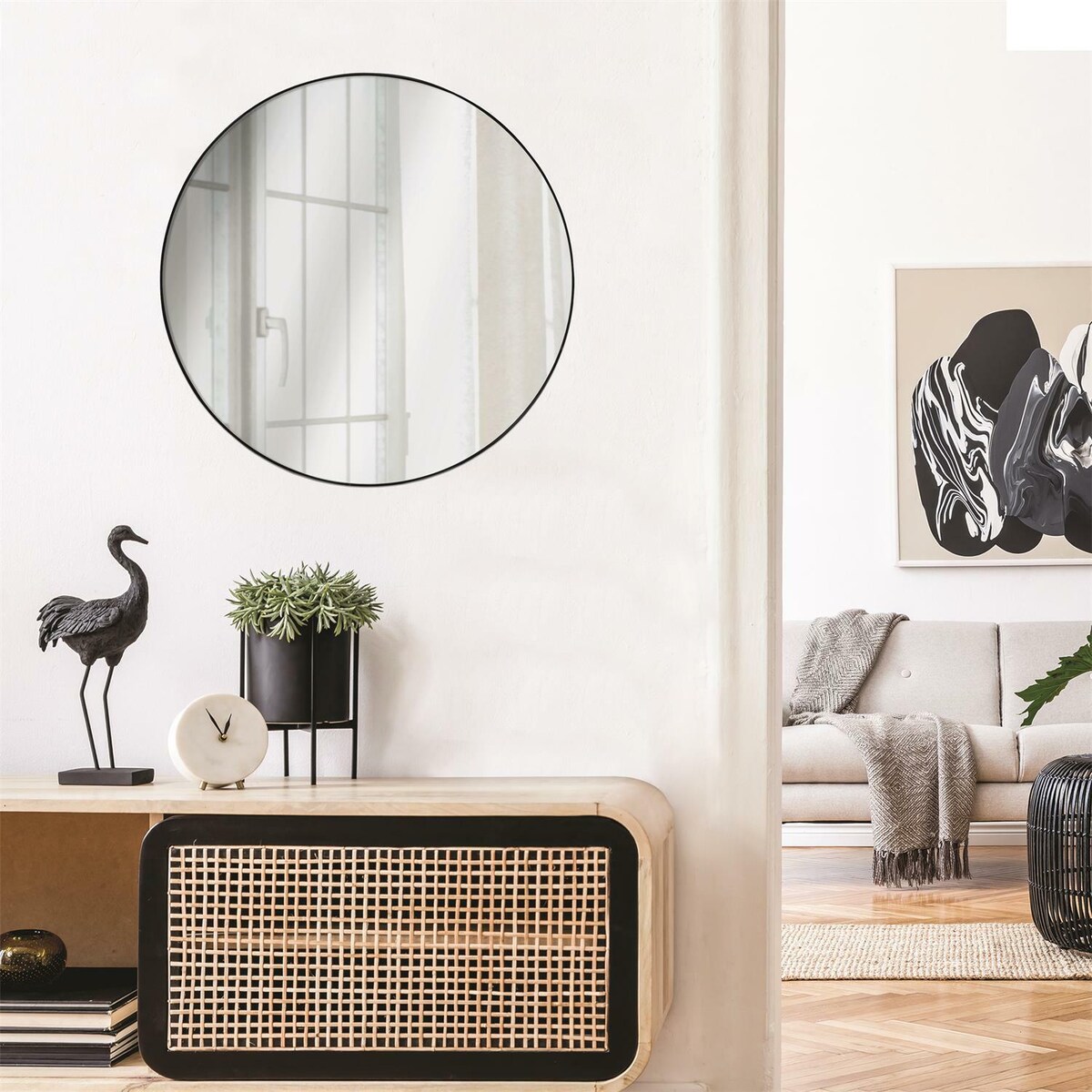 Lustro Navira czarne 55cm okrągłe